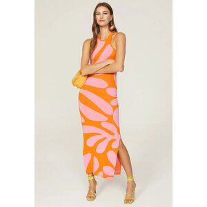 Vibrant Orange and Pink Sleeveless Dress